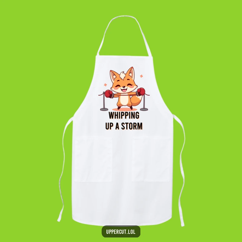 Funny Fox Boxer Apron: Hilarious Kitchen Wear for a Cheerful Gift!