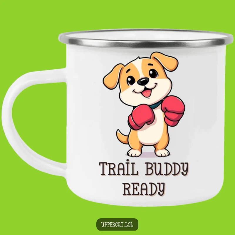 Durable Funny Dog Boxer Camping Mug: Playful Pup Paw Taps & Outdoor Funny Gift