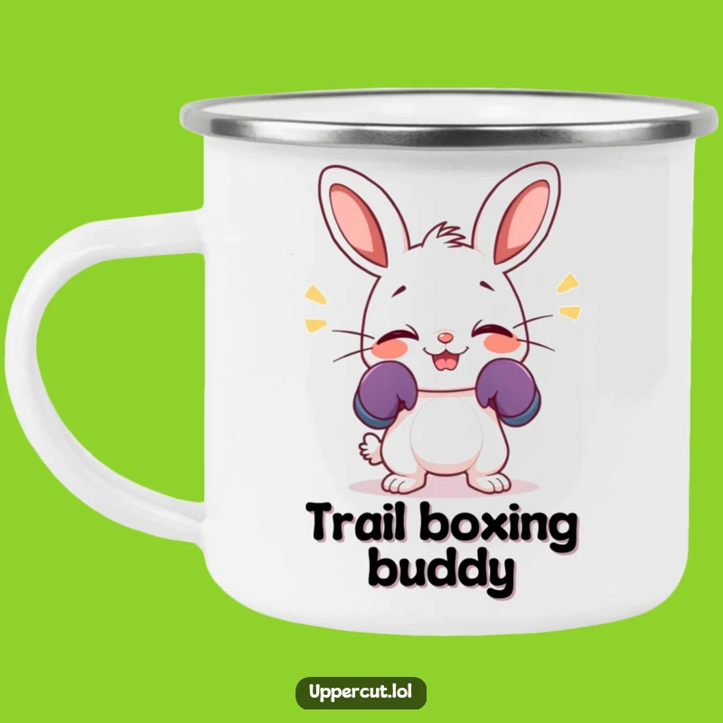 Funny Giggling Rabbit Camping Mug: Boxing Bunny Trail Fun for a Funny Gift