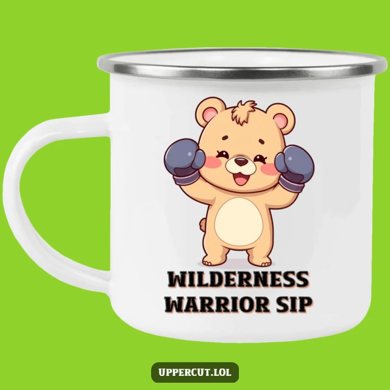 Funny Bear Cub Boxing Camping Mug - Outdoor Fighter Cub, Adventure Ready Funny Gift