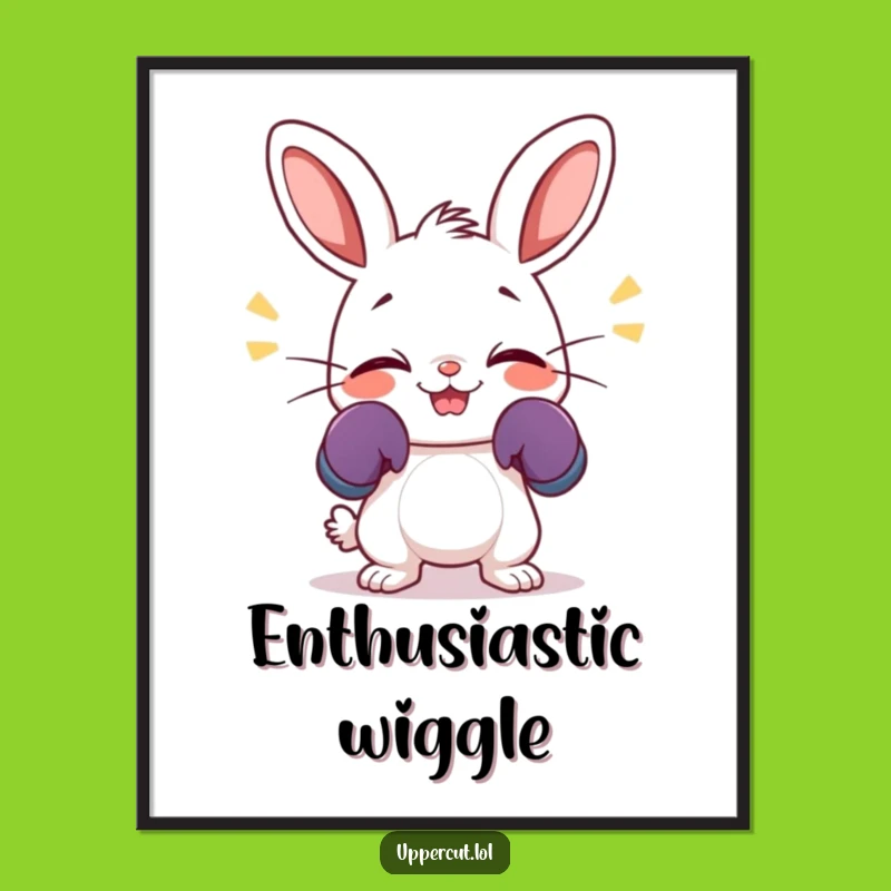Funny Giggling Rabbit Digital Art: Boxing Bunny Whimsy for a Fun Gift