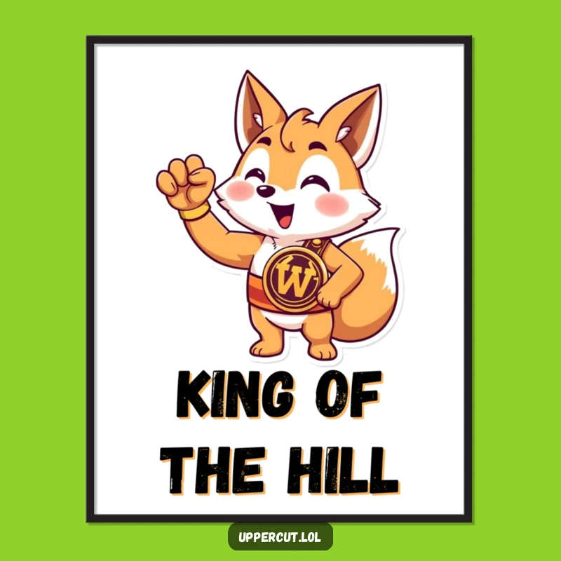 Funny Fox Champion Digital Art: Triumphant Victory & Instant Funny Gift