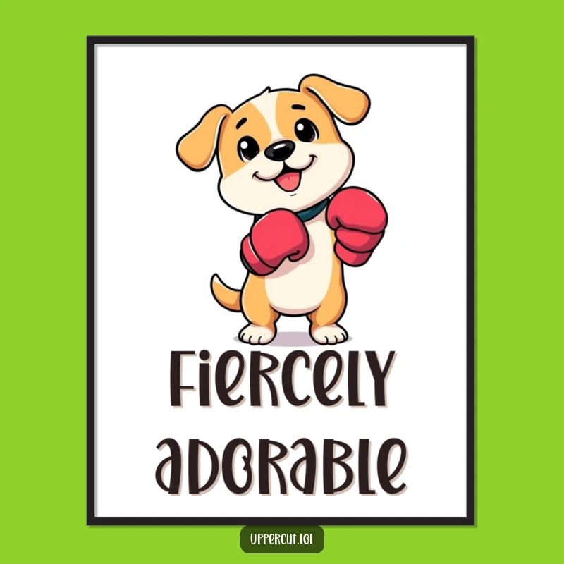 Funny Dog Boxer Poster: Playful Pup Paw Taps & Vibrant Funny Wall Art Gift