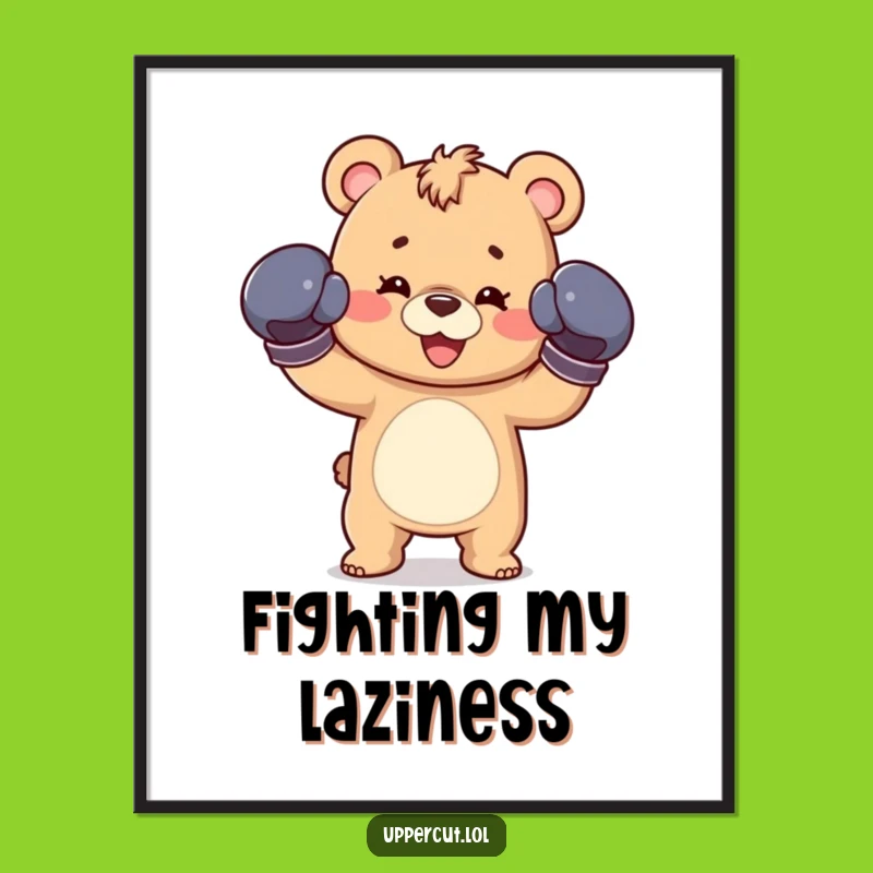 Funny Bear Cub Boxing Poster - Playful Jab Art, Hilarious Wall Decor Gift