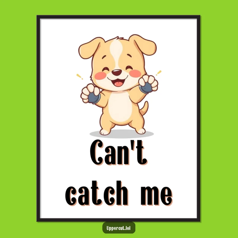 Funny Puppy Boxing Poster - Playful Dodge Art, Hilarious Wall Decor Gift