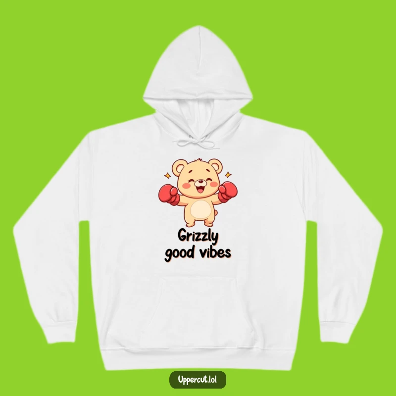 Funny Bear Punch Hoodie: Cozy Cub Boxing Sweatshirt for Tough Guys
