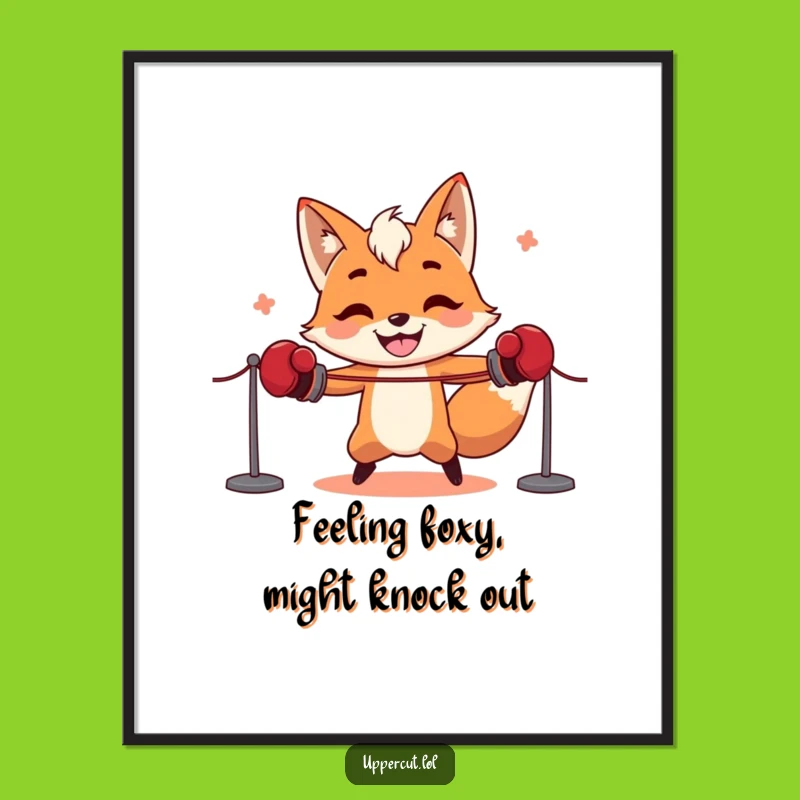 Funny Free Printable Wall Art: Boxing Fox Skipping Rope, Humorous Downloadable Decor