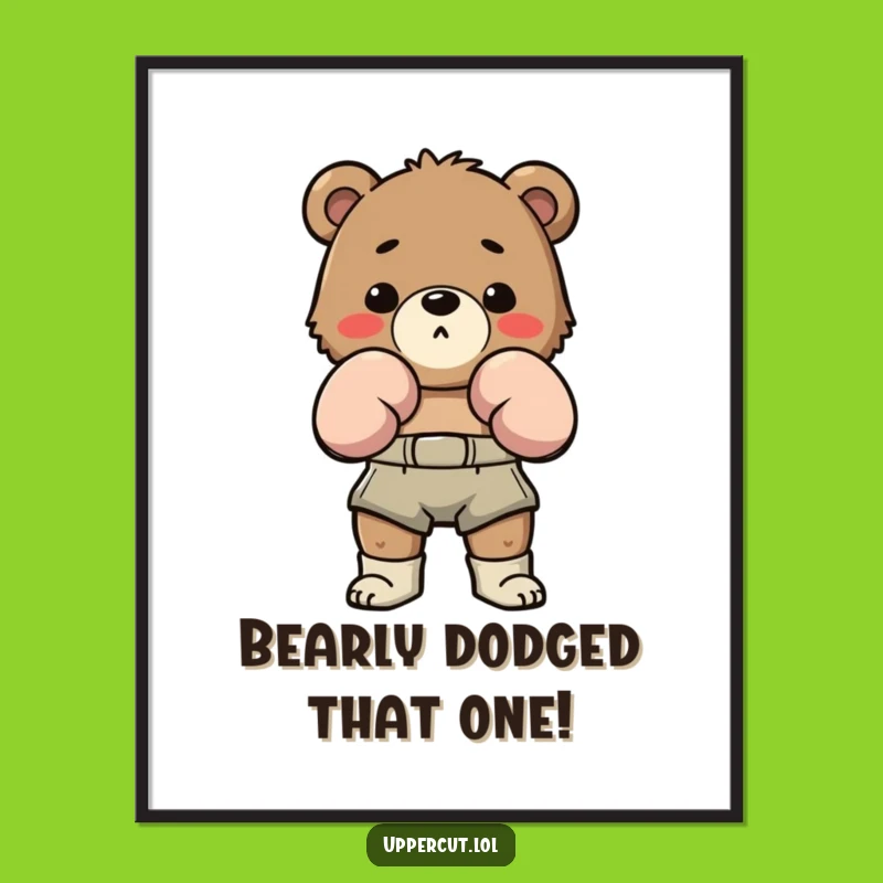 Funny Free Printable Wall Art: Bear Boxer Bobbing Decor Downloadable Art