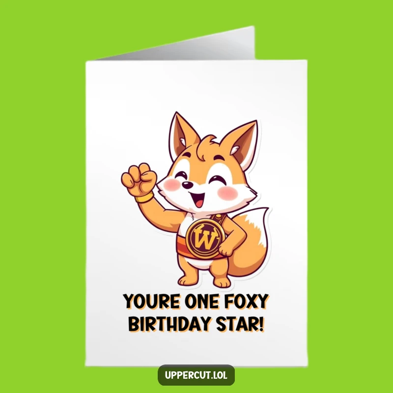 Free Printable Funny Birthday Card: Champion Fox Winner DIY Downloadable Gift!
