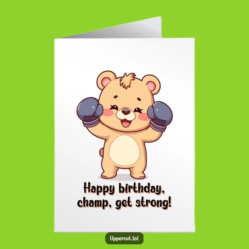 Funny Bear Cub Boxing Birthday Card - Free Printable Downloadable Gift