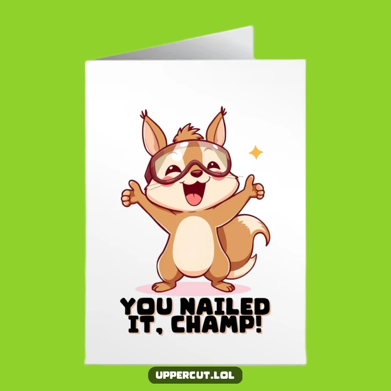 Free Printable Congrats Card: Joyful Squirrel Victory Dance, Awesome Downloadable Gift