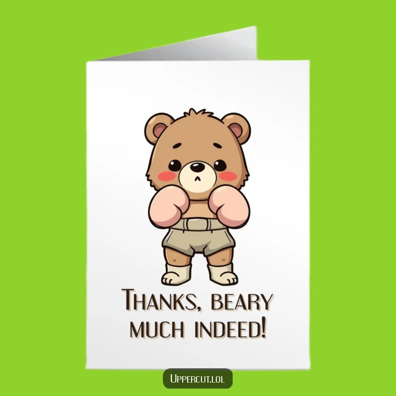 Free Printable Thank You Card: Funny Bear Boxer Thank You Downloadable Greeting