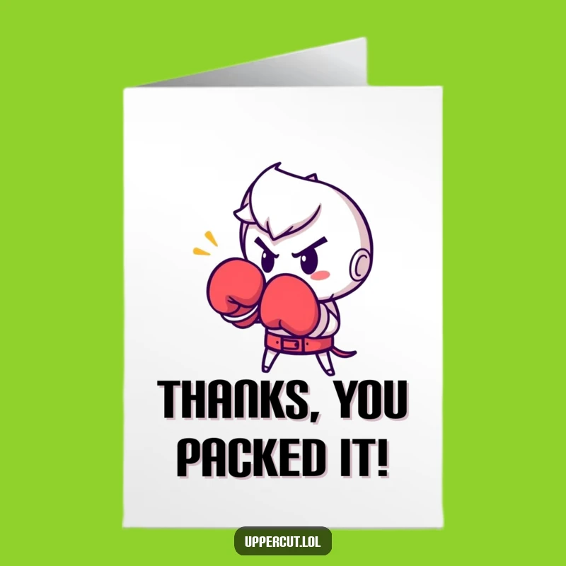 Free Printable Thank You Card: Punching Boxing Glove Greeting Downloadable Gratitude Card