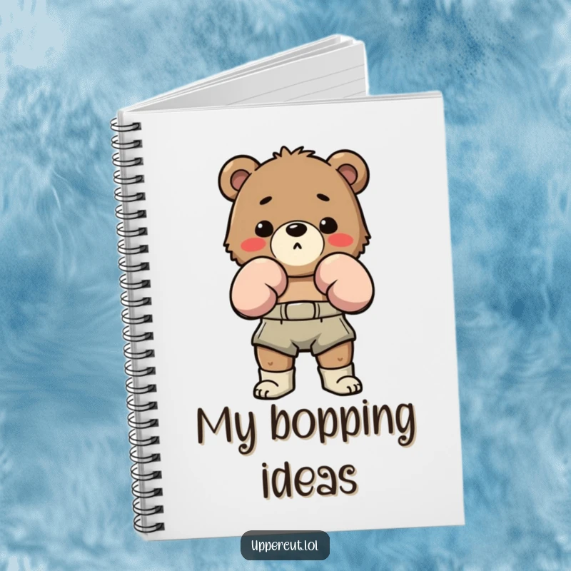 Funny Bear Boxing Notebook: Determined bear in boxing shorts humorously bobbing and weaving, perfect for funny strategy notes.